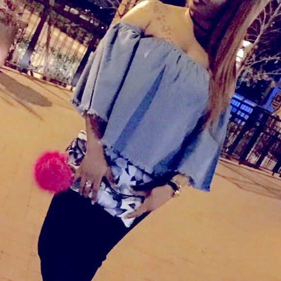 Off The Shoulder Denim Top! - Picture 2 of 2